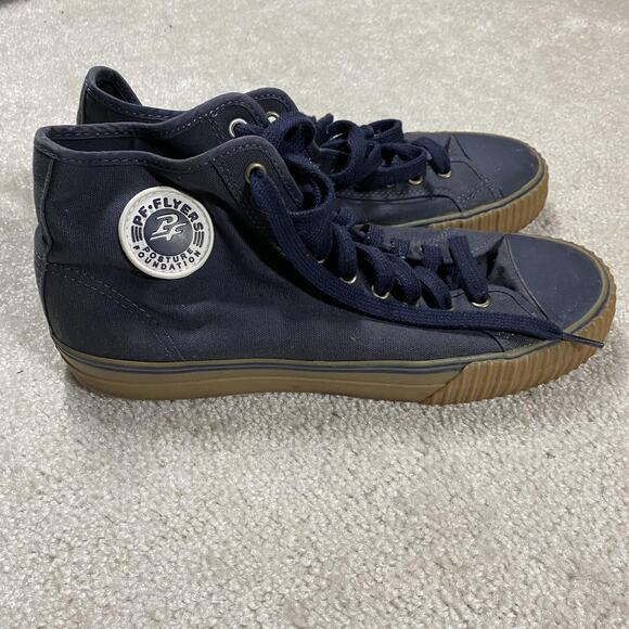 PF Flyers Shoes Mens Sz 10 Navy Blue Center Hi Canvas Gum Sole Sneakers - Picture 3 of 8